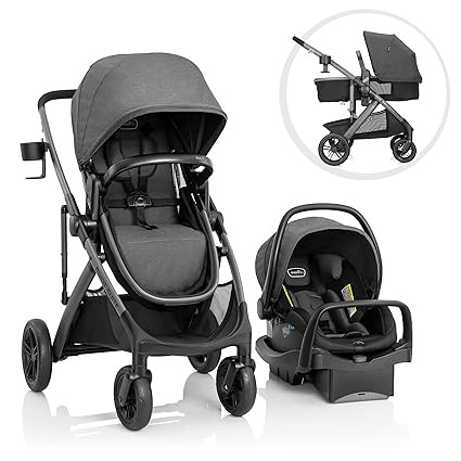 Evenflo Pivot Suite Modular Travel System with LiteMax Infant Car Seat, Devon Gray